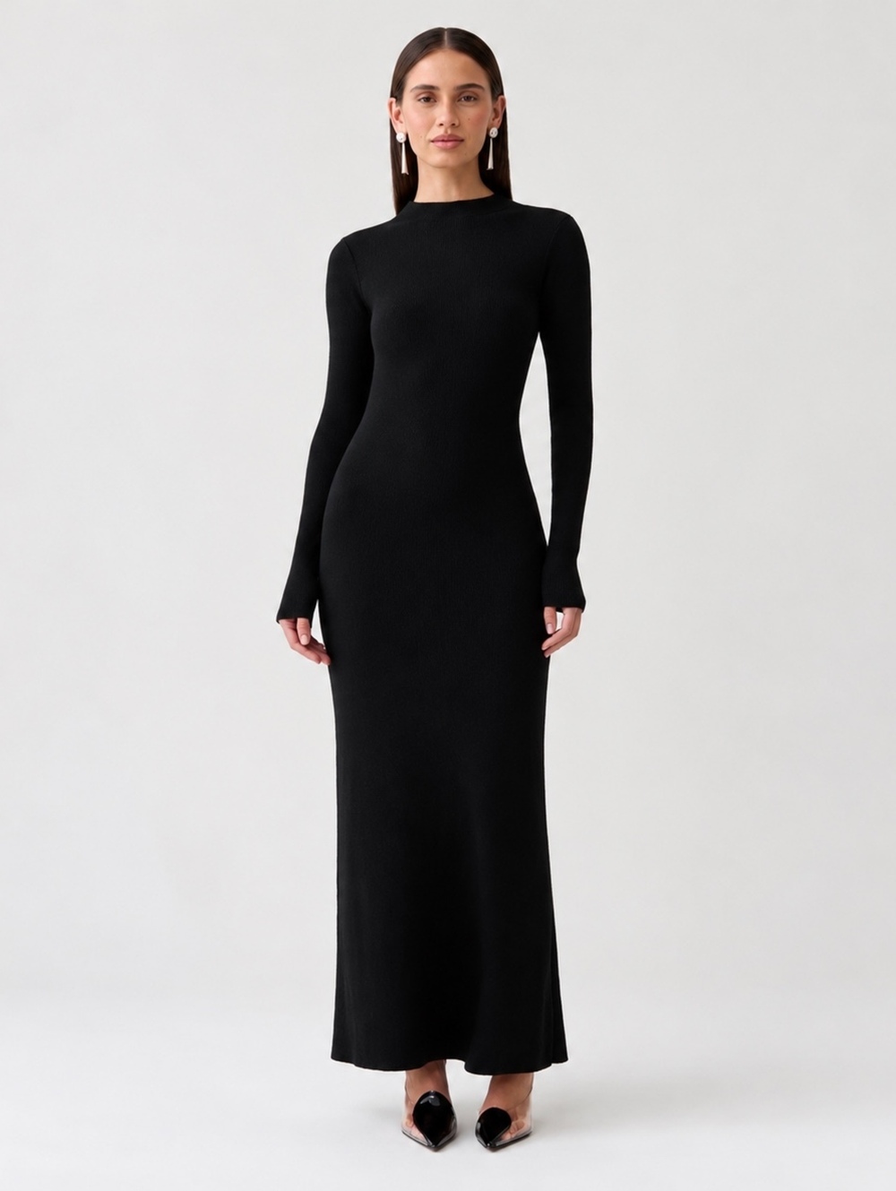 Peppermayo Kamora Maxi Dress Black Long Sleeve High Neck Formal Size 4 NWT
